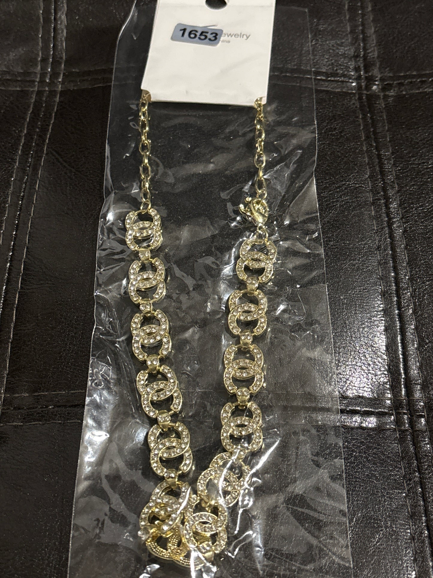 ✨ Luxury Gold-Tone Full CC Crystal Pavé Link Chain Statement Necklace — Style #1653 💎💫