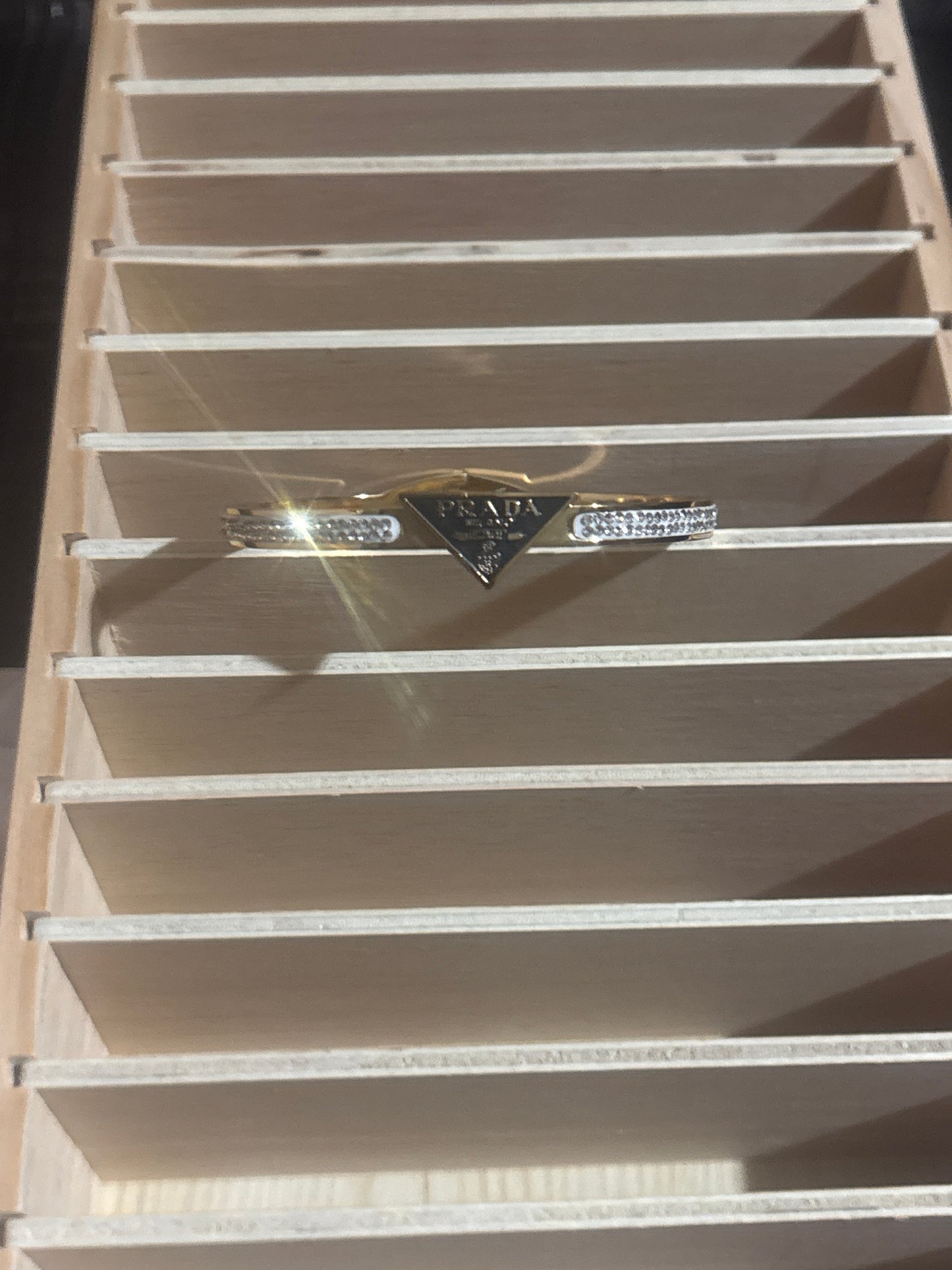 Luxury Inspired Prada Triangle Crystal Bangle Bracelet 🔺💎✨