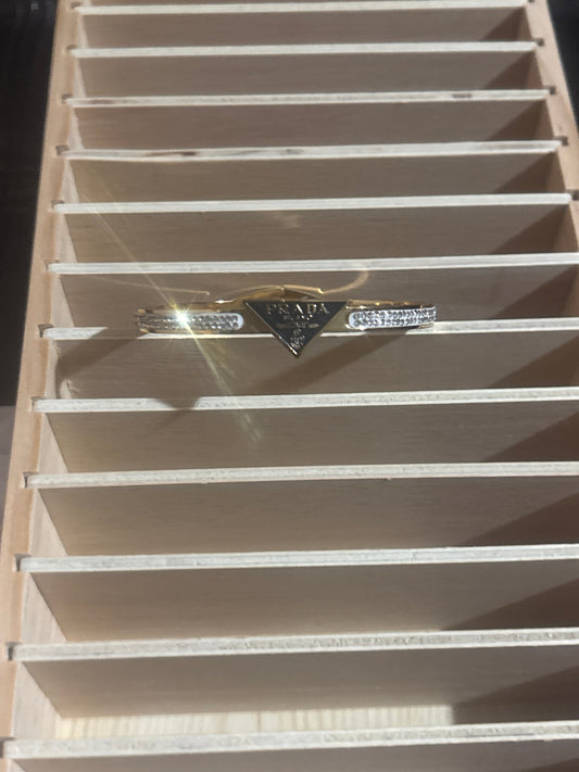 Luxury Inspired Prada Triangle Crystal Bangle Bracelet 🔺💎✨