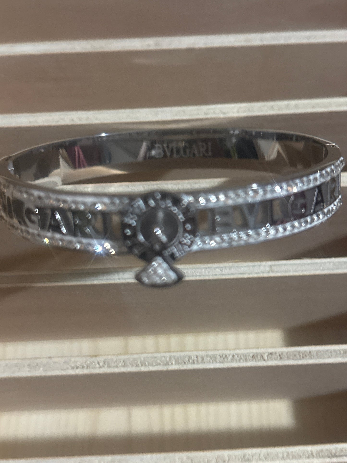 Luxury Inspired Bvlgari Crystal Logo Bangle Bracelet ✨🖤💎