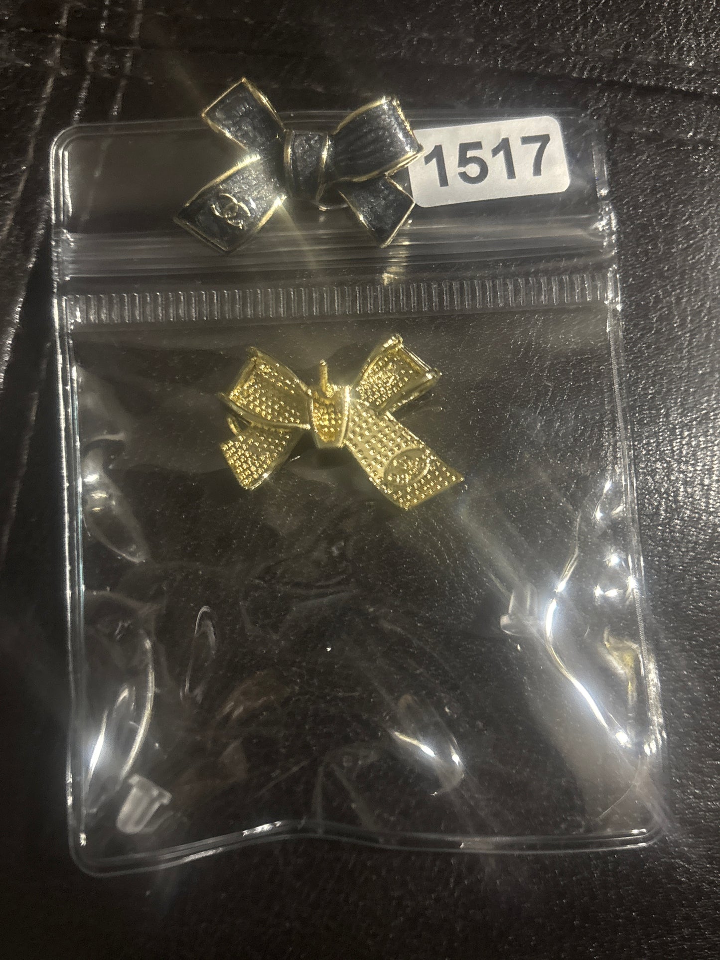 ✨ Vintage Bow CC Logo Stud Earrings — Gold, Grey & Pearly White — Items #1517 #1513 #1399i