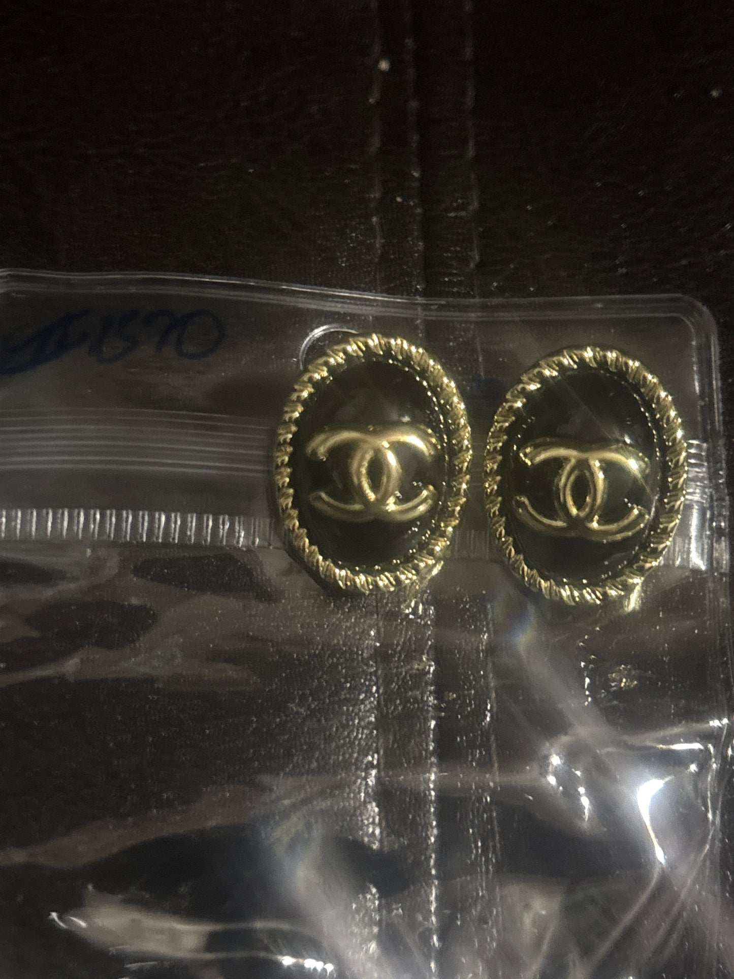 ✨Gold & Black CC Stud Earrings #1570