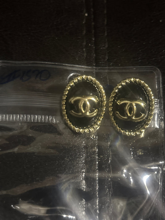✨Gold & Black CC Stud Earrings #1570