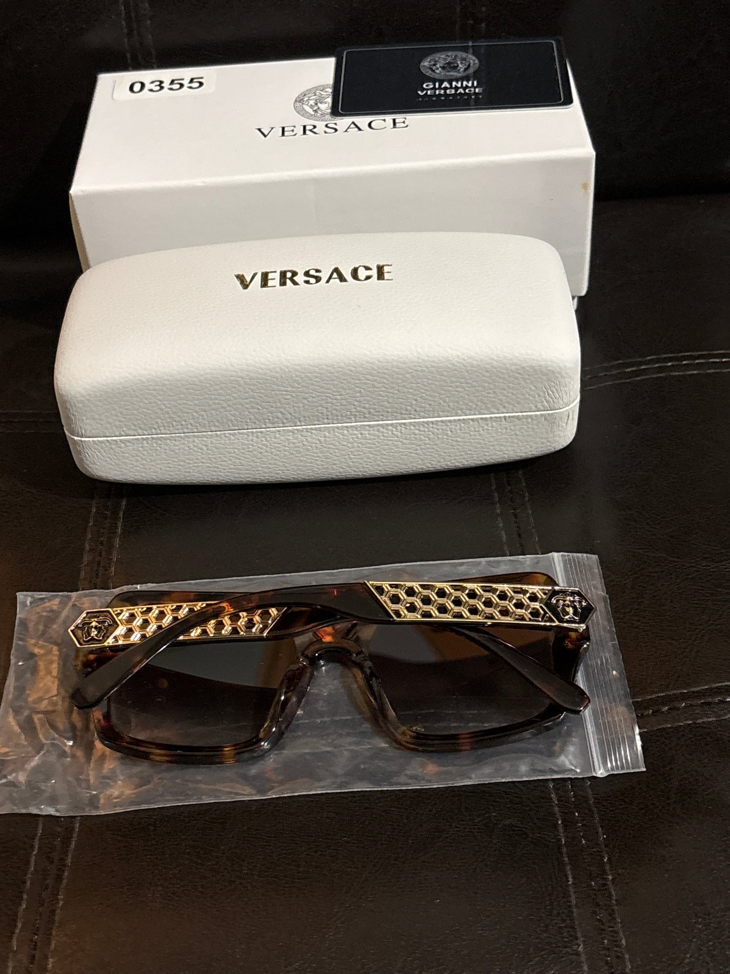 Luxury Inspired Versace Navigator Sunglasses | Havana Tortoise, Gold Medusa Bridge & Honeycomb Temple Arms 🐍✨🤎 #0355