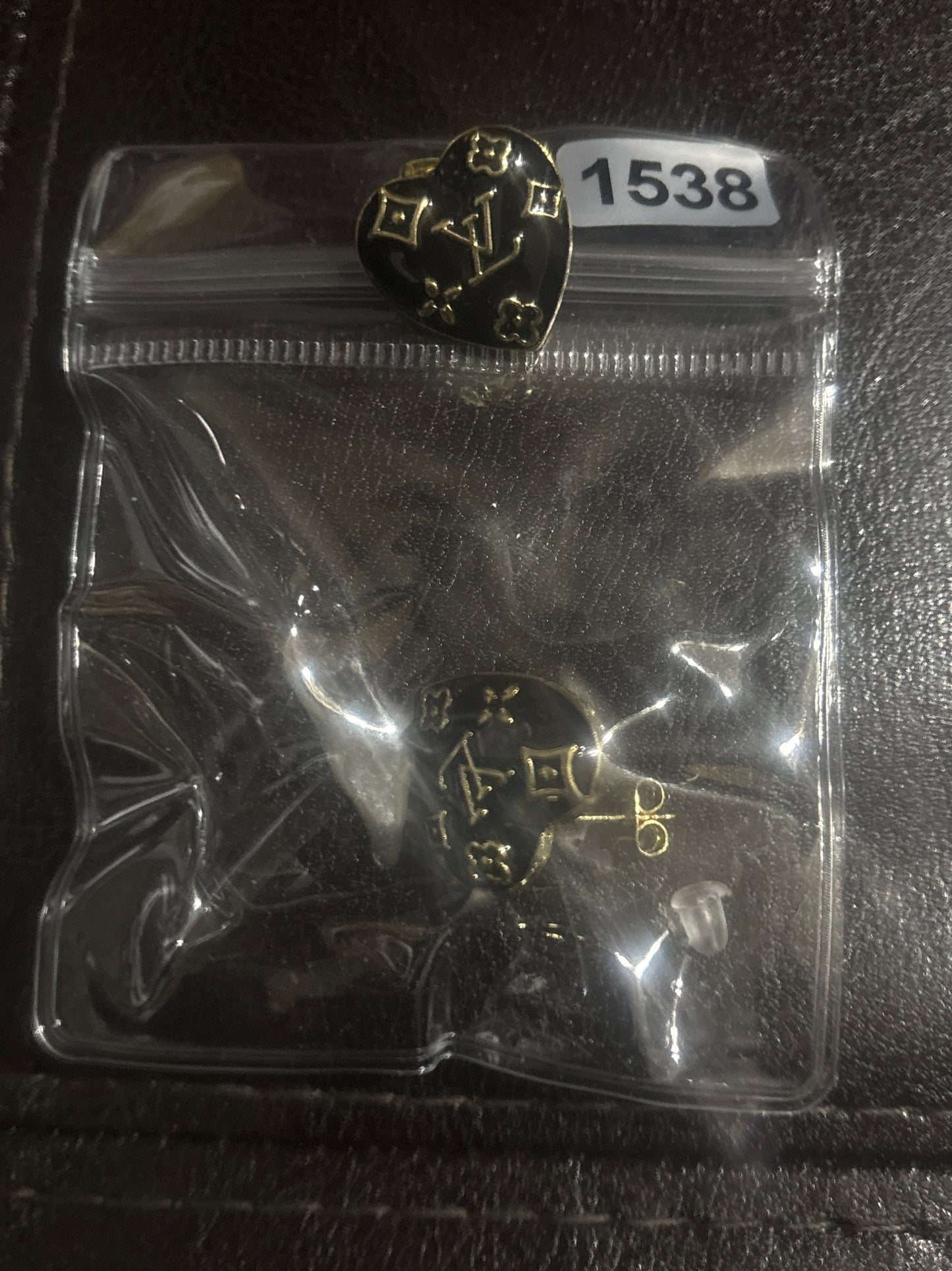 ✨ Monogram Heart Stud Earrings — Gold & Black — Items #1538 #1306 #1321