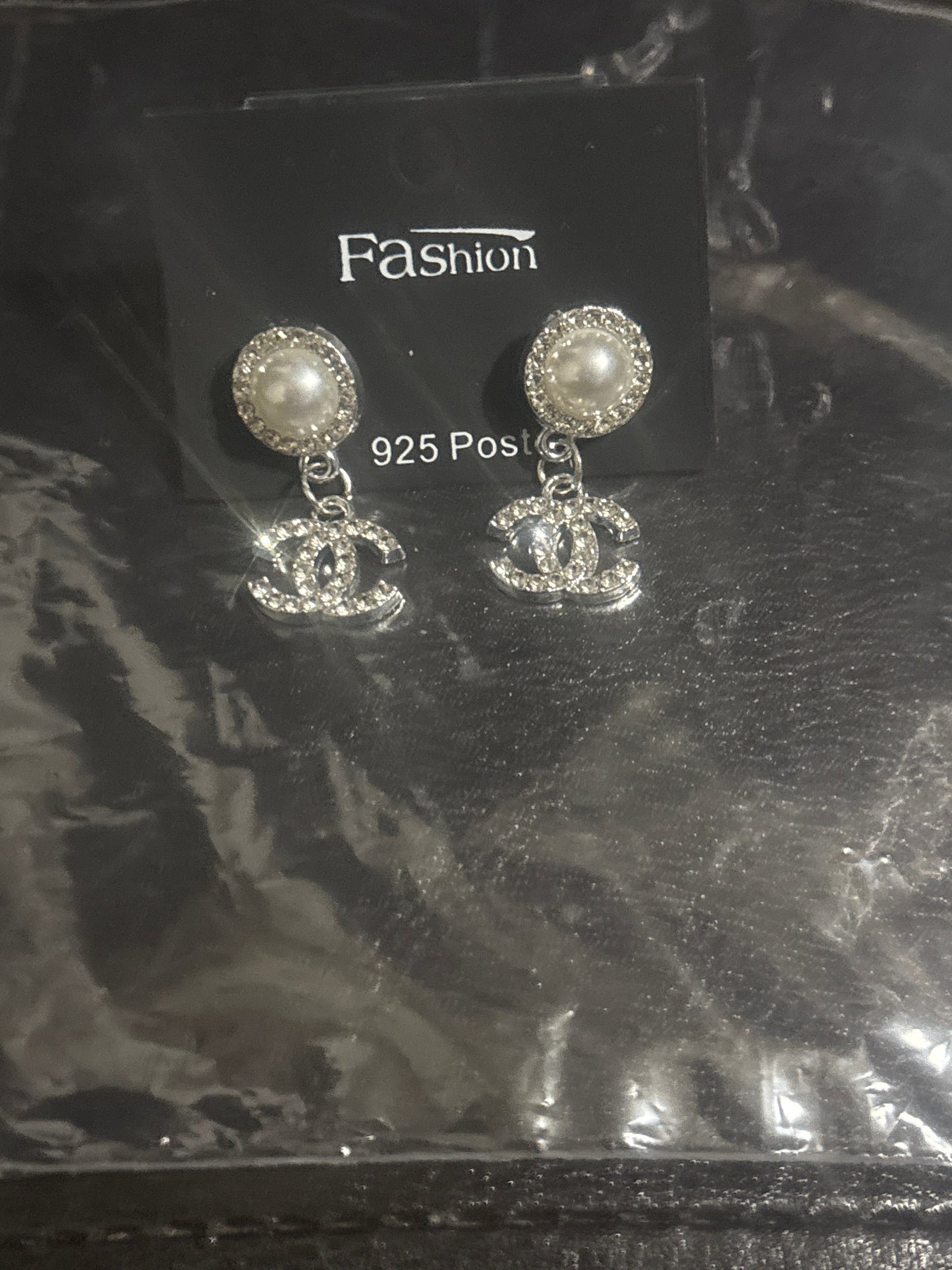 Chanel CC Crystal Pearl Halo Drop Earrings 🤍🪨✨ 925 Silver Post | Pearl & Crystal Halo Stud | Crystal CC Logo Pendant | Luxury Statement Jewelry 💎