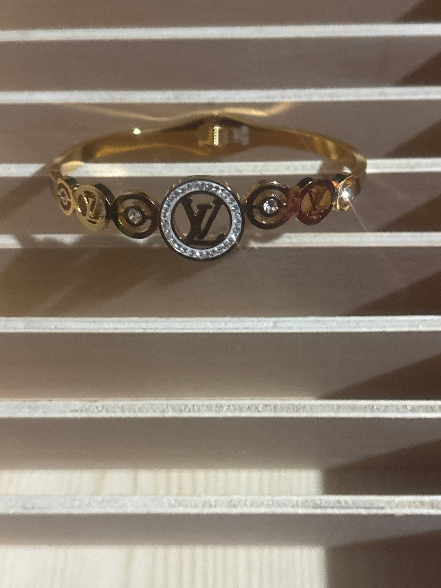Luxury Inspired LV Monogram Crystal Circle Bangle Bracelet 💥💰✨