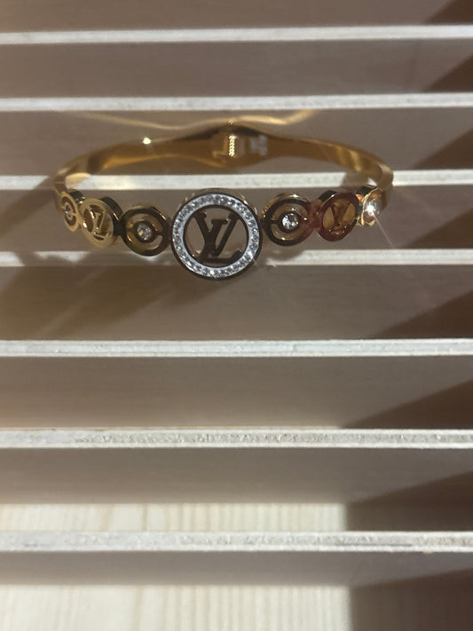 Luxury Inspired LV Monogram Crystal Circle Bangle Bracelet 💥💰✨