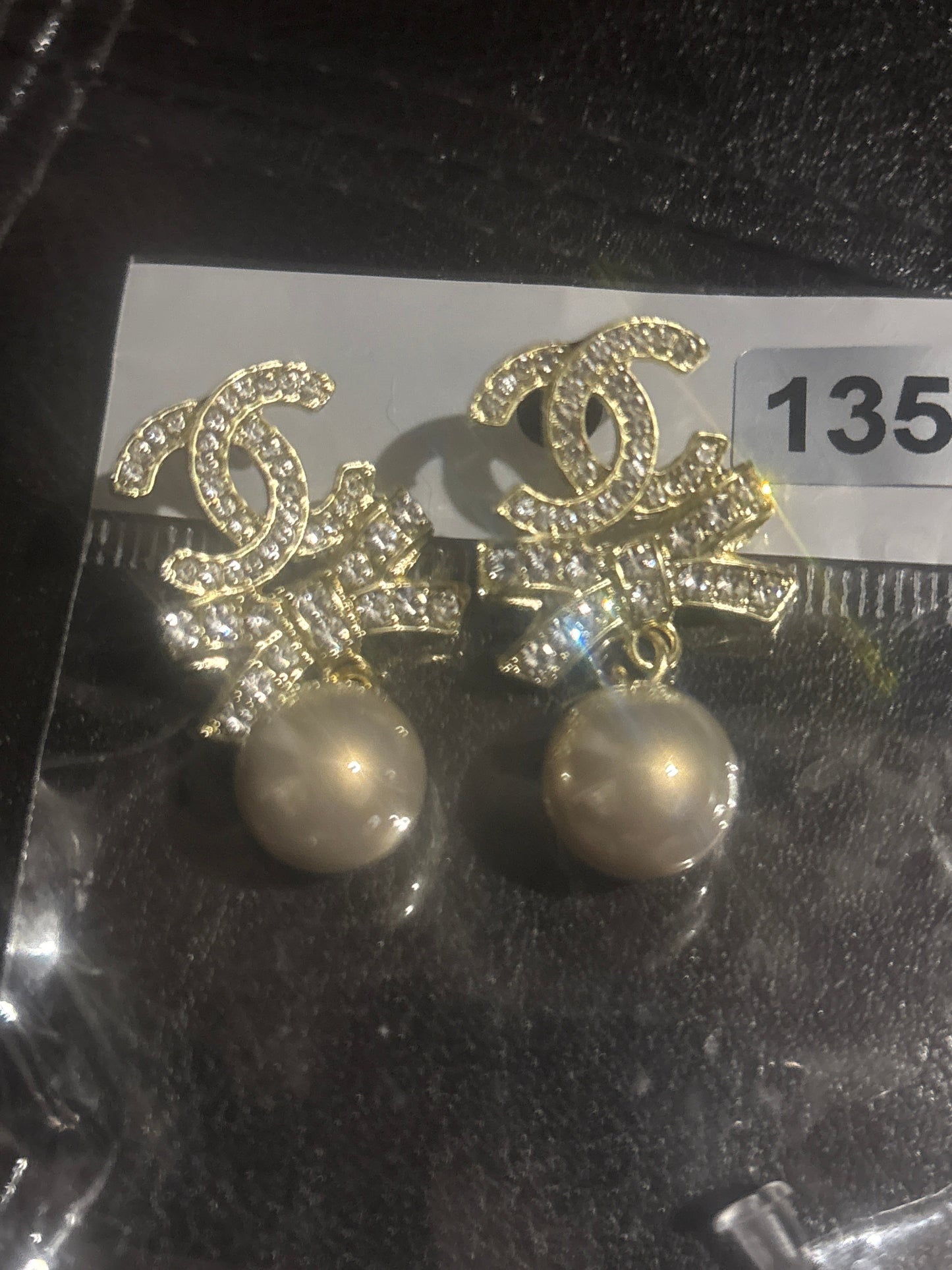 ✨Crystal Pavé CC & Snowflake Pearl Drop Earrings #1355