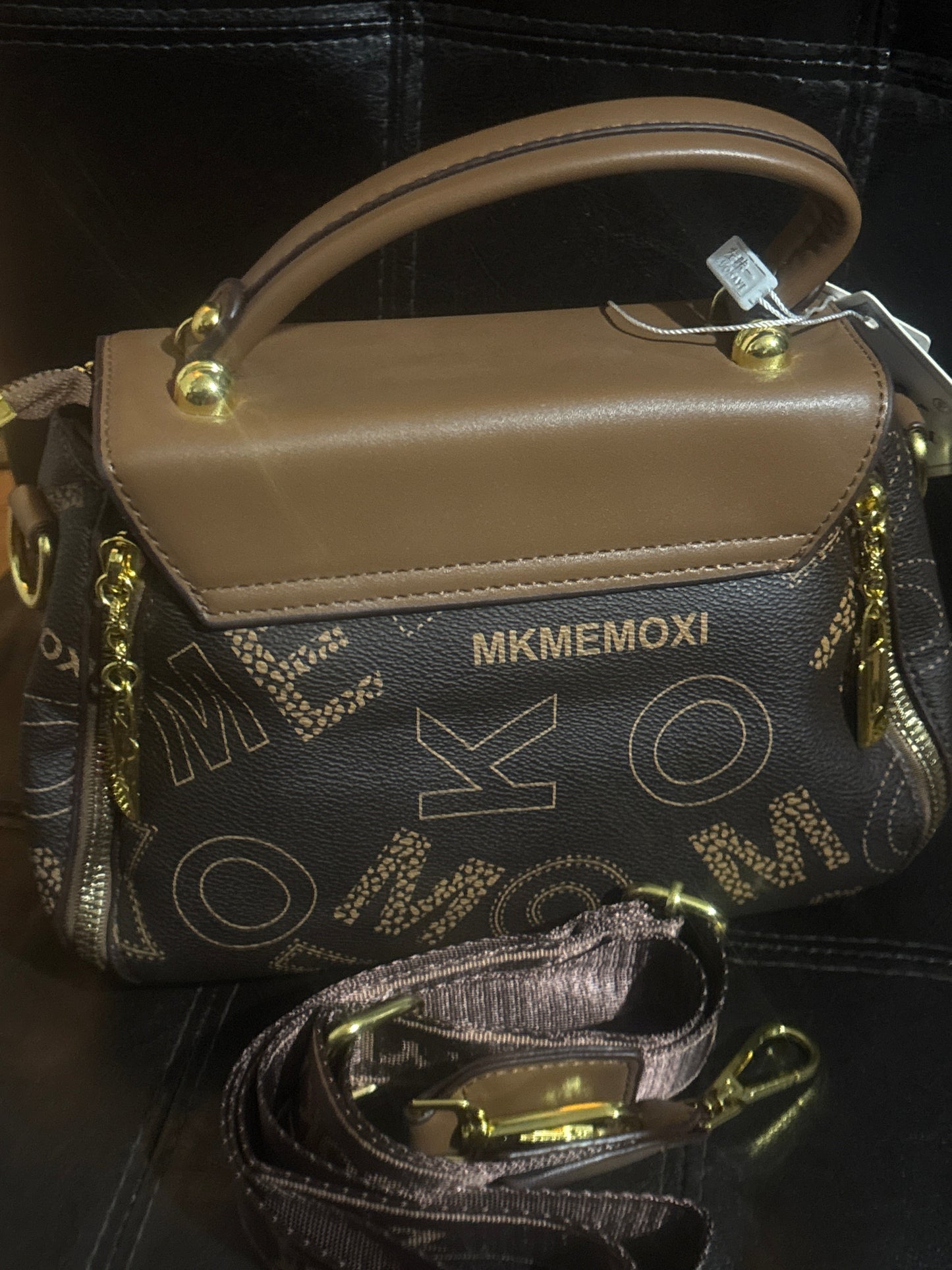 Luxury ZUOKAYI Dual-Tone Monogram Crossbody Satchel with Rhinestone Lock & Jacquard Strap 🤎💰✨