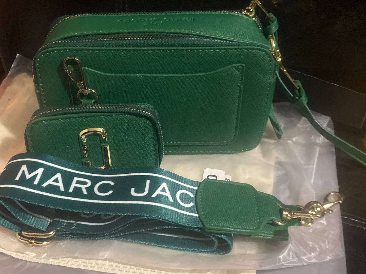 Marc Jacobs Snapshot Camera Bag 💚✨ Forest Green | Mini Wallet Set | Green & White Logo Strap 💎👜