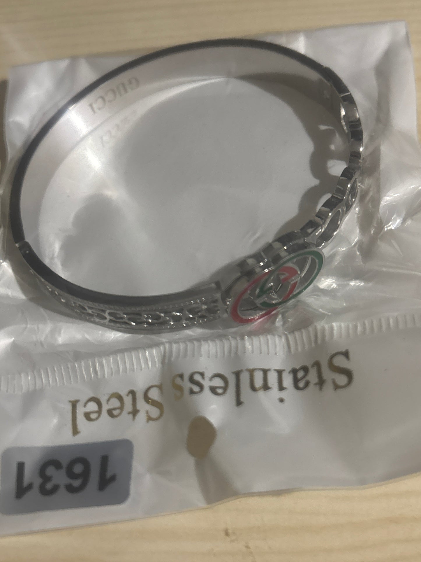 Luxury Inspired GG Logo Red & Green Enamel Stainless Steel Bangle Bracelet 🔴💰✨