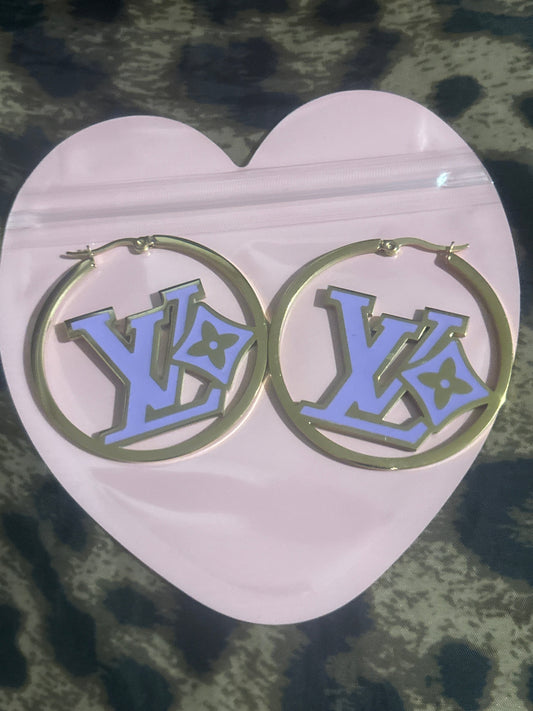 ✨Lila LV Logo Creolen | Goldfarben | Designer-inspiriert | Artikel #0005🎀