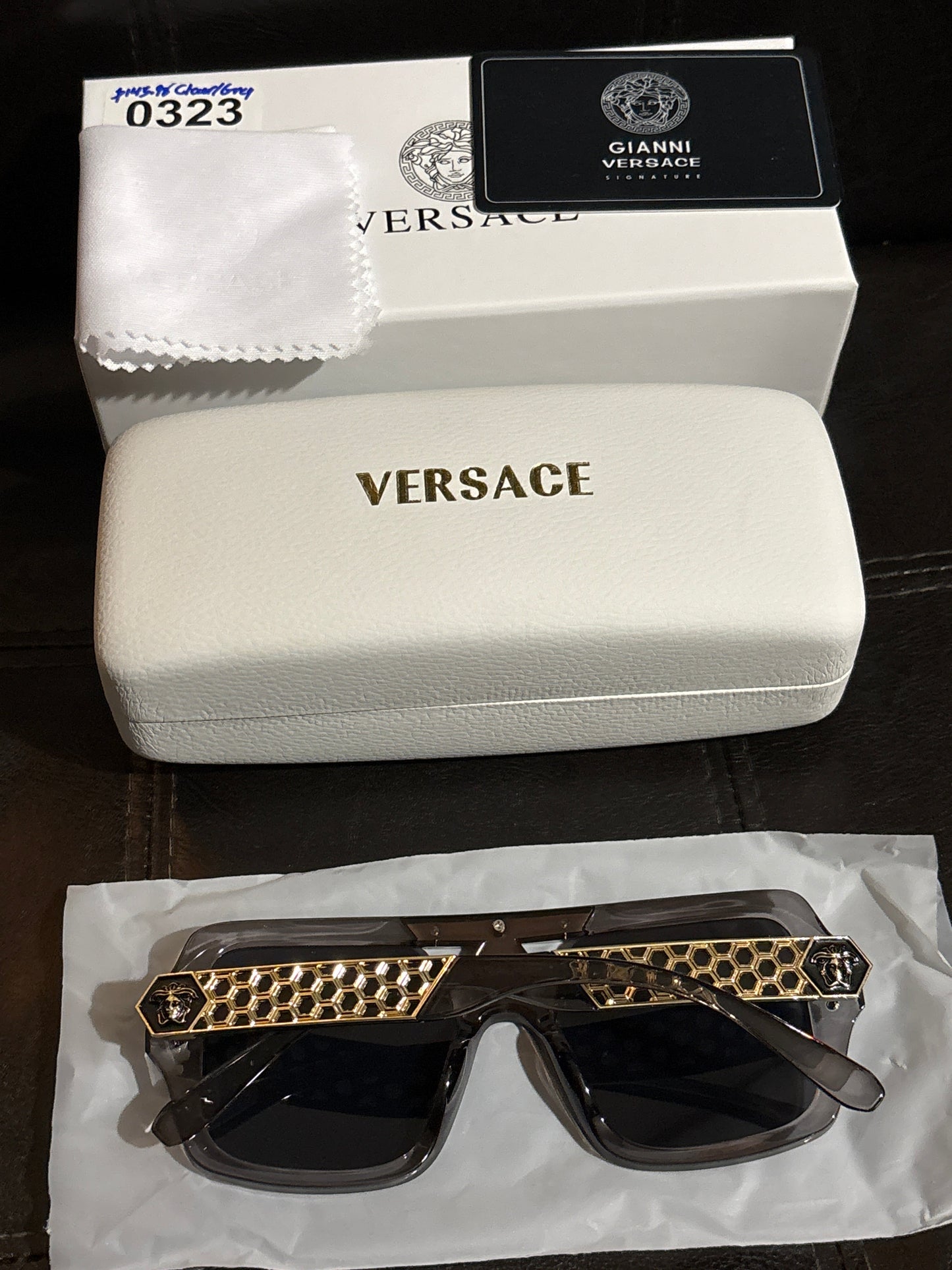 Luxury Inspired Versace Navigator Sunglasses | Clear Smoky Grey & Gold Medusa 🖤✨👑 #0323