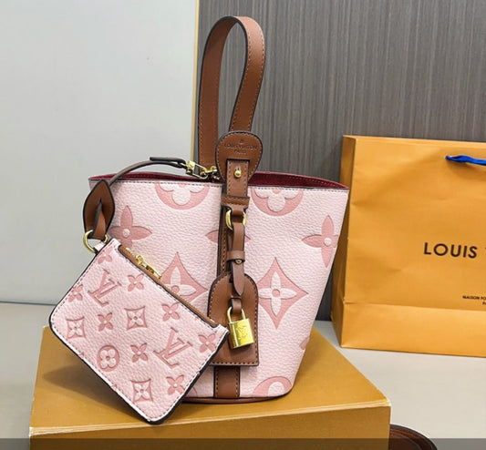 💎 Pink & Brown Bicolor Luxury Bucket Bag ✨