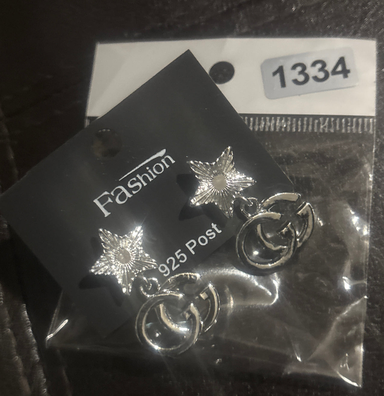 ✨ Star & Interlocking Logo Drop Earrings in Silver — Item #1334