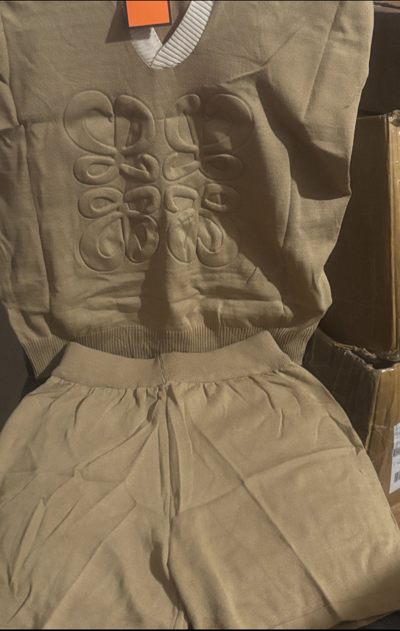 ✨ Luxury Anagram Embossed Knit Hoodie & Shorts Lounge Set — Items #1820 #1842 #1822 #1826 #1819