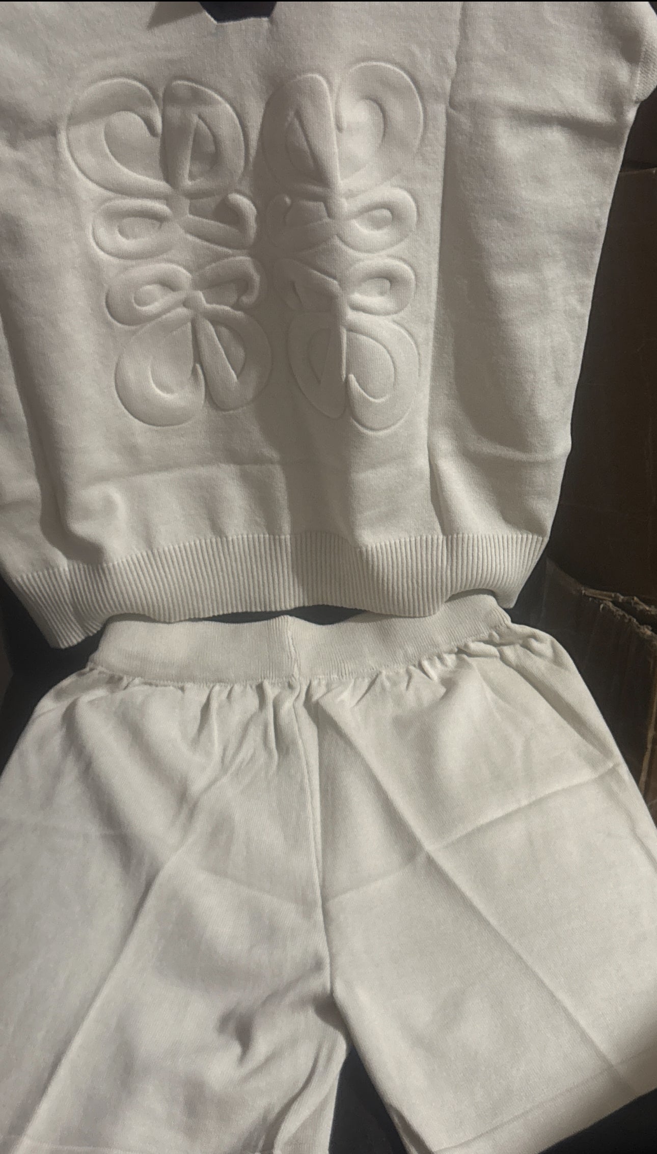 ✨ Luxury Anagram Embossed Knit Hoodie & Shorts Lounge Set — Items #1820 #1842 #1822 #1826 #1819