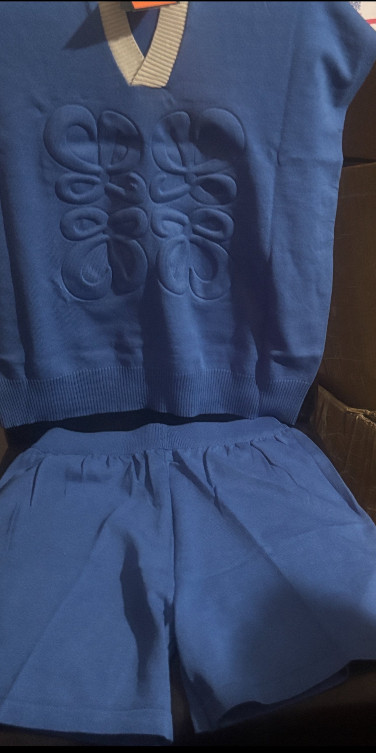 ✨ Luxury Anagram Embossed Knit Hoodie & Shorts Lounge Set — Items #1820 #1842 #1822 #1826 #1819