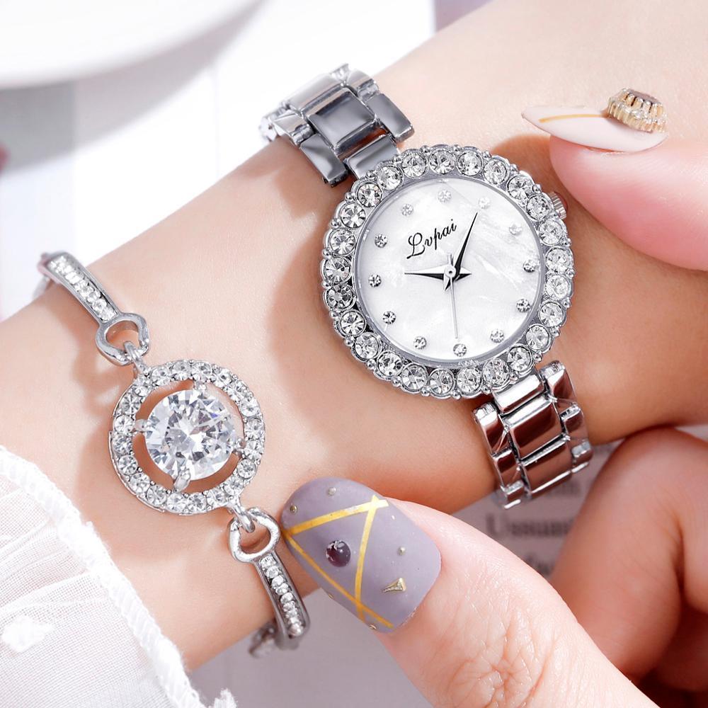 Women's Geometric Bangle & Watch Set ⌚✨ Fashion Quartz Bracelet Set | Rose & Silver 🌹🤍🖤
