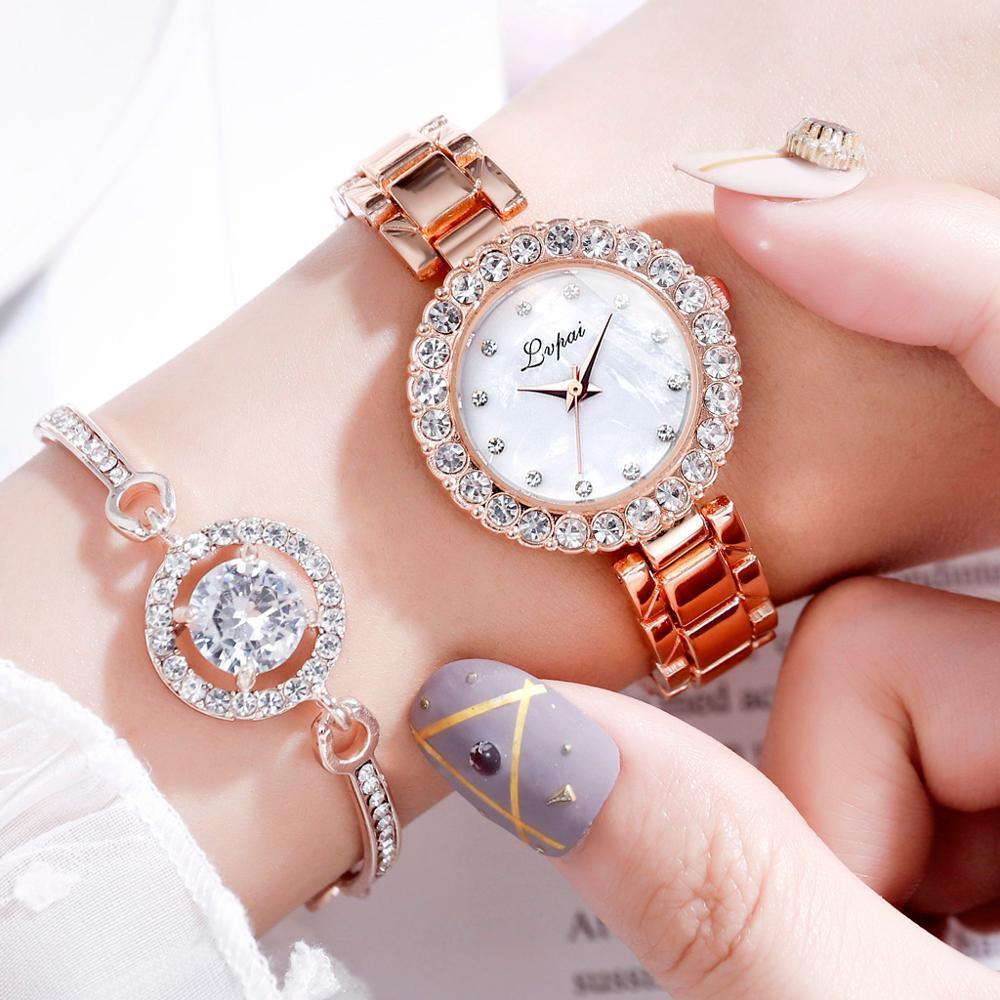 Women's Geometric Bangle & Watch Set ⌚✨ Fashion Quartz Bracelet Set | Rose & Silver 🌹🤍🖤