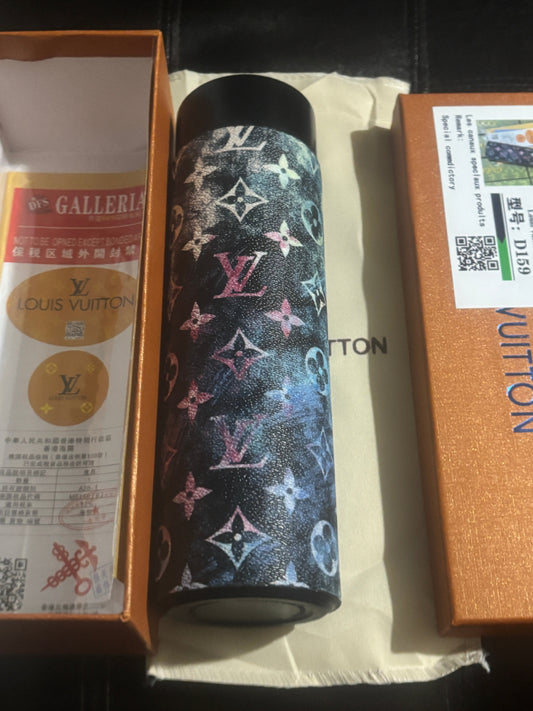 ✨Louis Vuitton Galaxy Monogram Smart LED Thermos Tumbler ✨🖤🌌 Holographic LV Multicolor Insulated Bottle | Limited Edition 💎👑