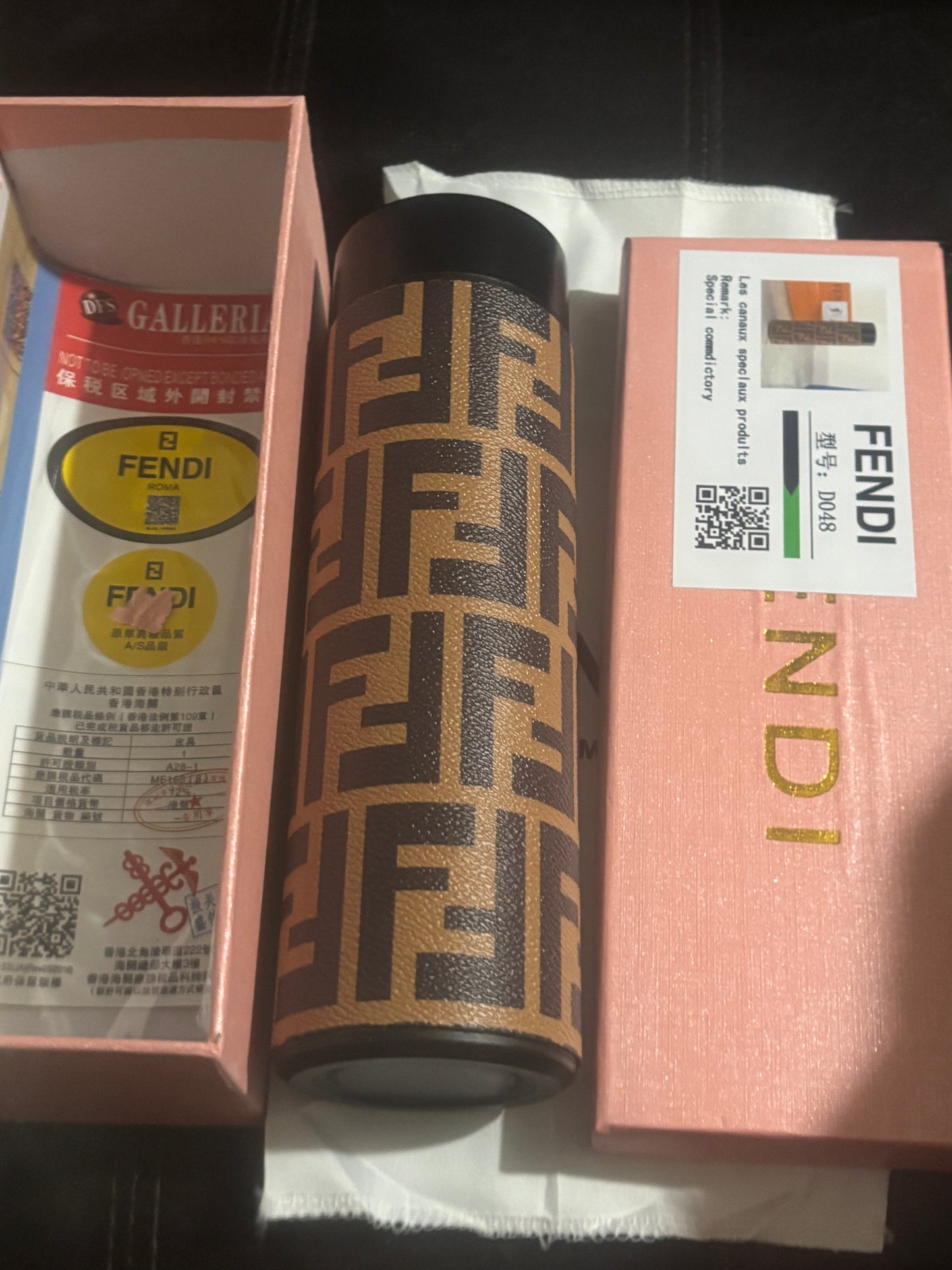 🤎Fendi FF Monogram Thermos Tumbler ✨🤎💎 Brown Gold FF Logo All-Over Pattern Insulated Bottle | Limited Edition 👑