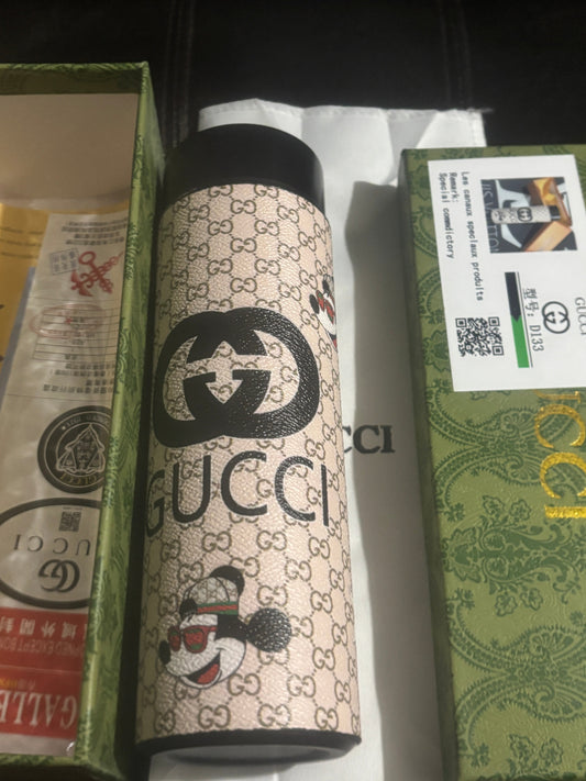 ✨Gucci x Mickey Mouse GG Monogram Thermos Tumbler ✨🐭😎 Cream GG Logo Insulated Bottle | Limited Edition 💎👑