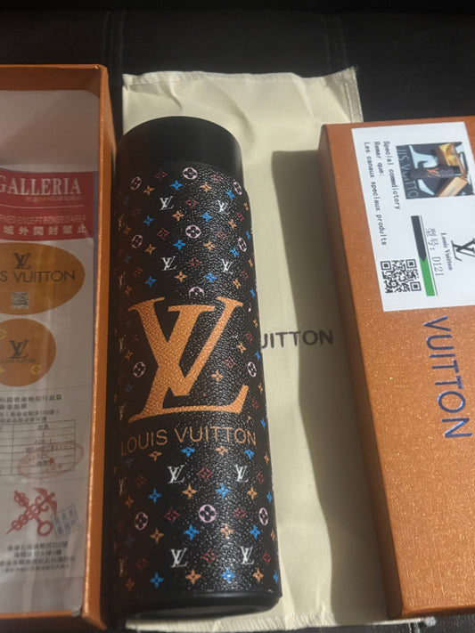 ✨Louis Vuitton Multicolor Monogram Smart LED Thermos Tumbler ✨🖤🤍 Bold Gold LV Logo Insulated Bottle | Limited Edition 💎👑