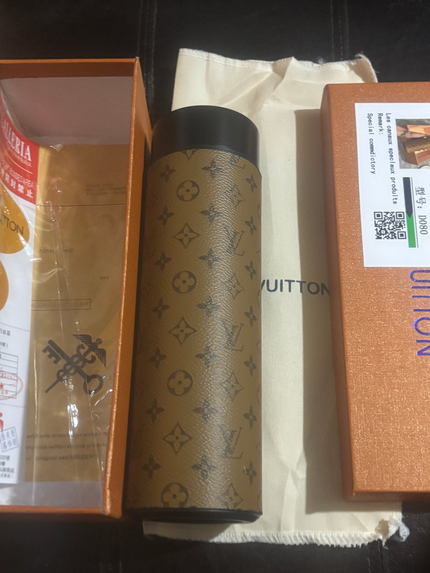 Louis Vuitton Monogram Giant Thermos Tumbler ✨🤎🖤 Classic Tan Caramel Oversized LV Pattern Insulated Bottle | Limited Edition 💎👑