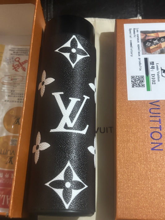 Louis Vuitton Monogram Giant Black & White Smart LED Thermos Tumbler ✨🖤🤍 Bold Oversized LV Pattern Insulated Bottle | Limited Edition 💎👑