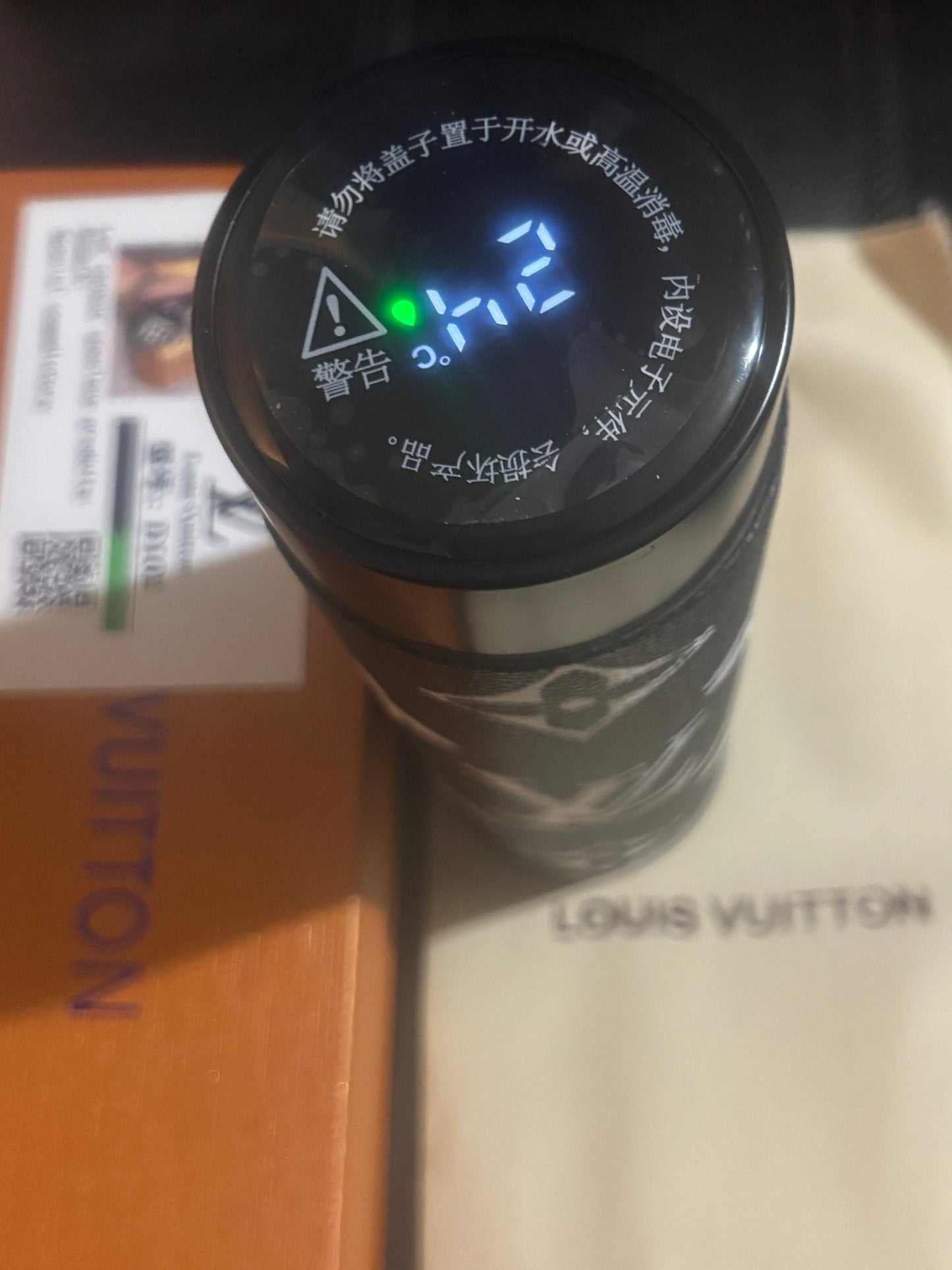 Louis Vuitton Monogram Giant Black & White Smart LED Thermos Tumbler ✨🖤🤍 Bold Oversized LV Pattern Insulated Bottle | Limited Edition 💎👑