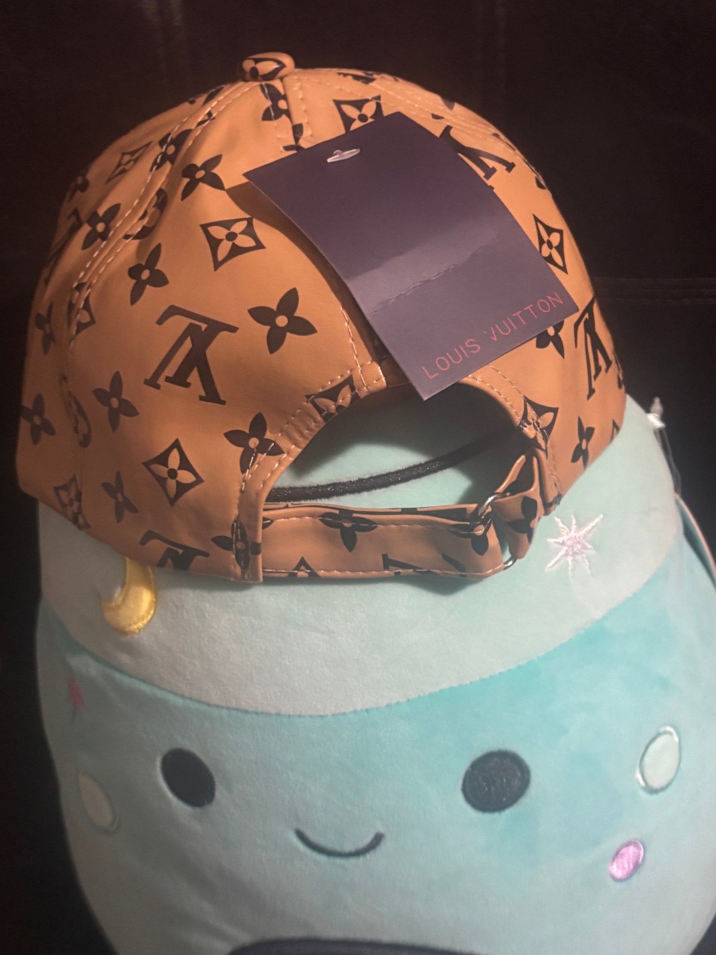 Luxury Inspired LV Tan Brown Monogram Baseball Cap front view