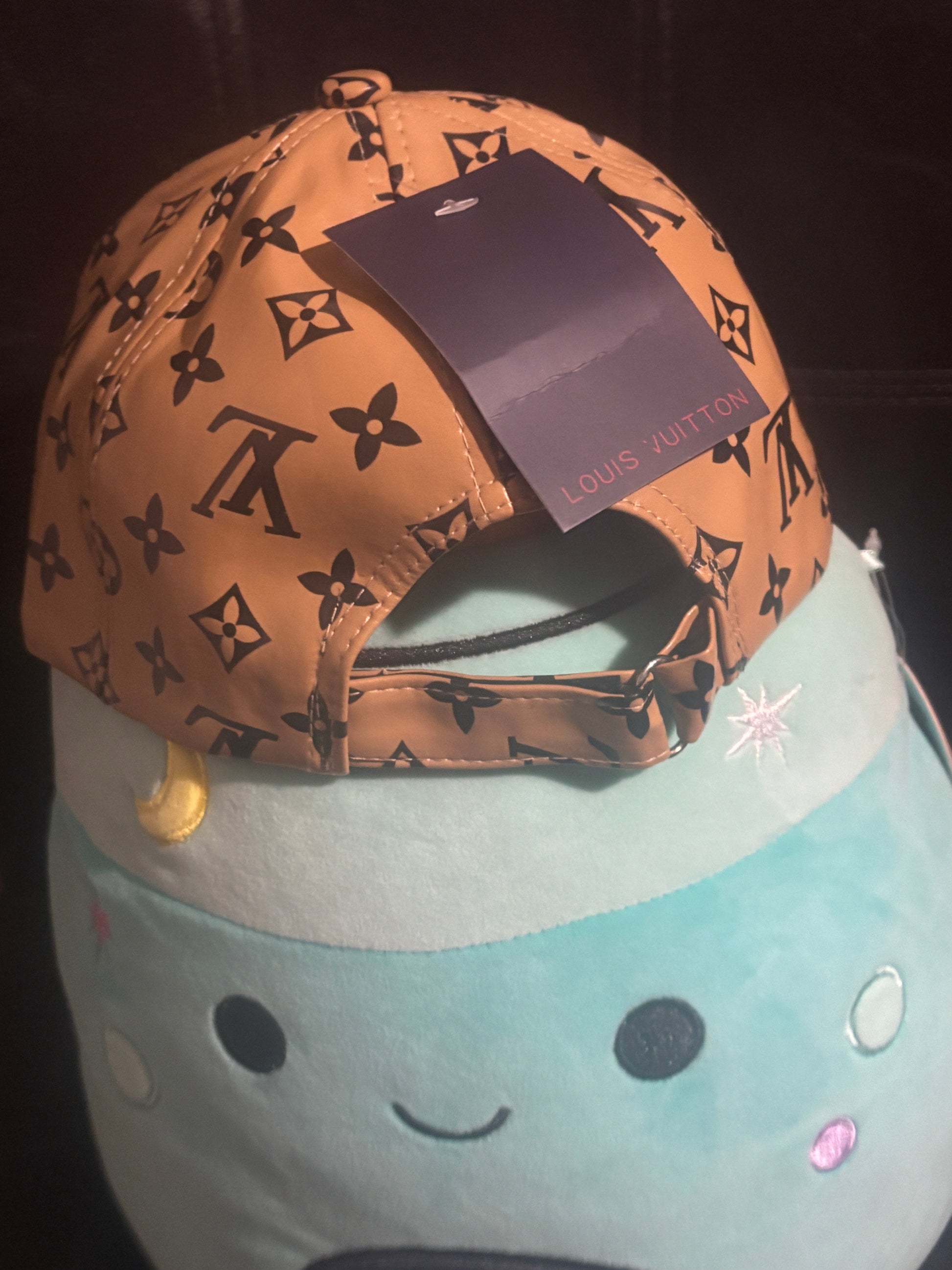 Luxury Inspired LV Tan Brown Monogram Baseball Cap front view