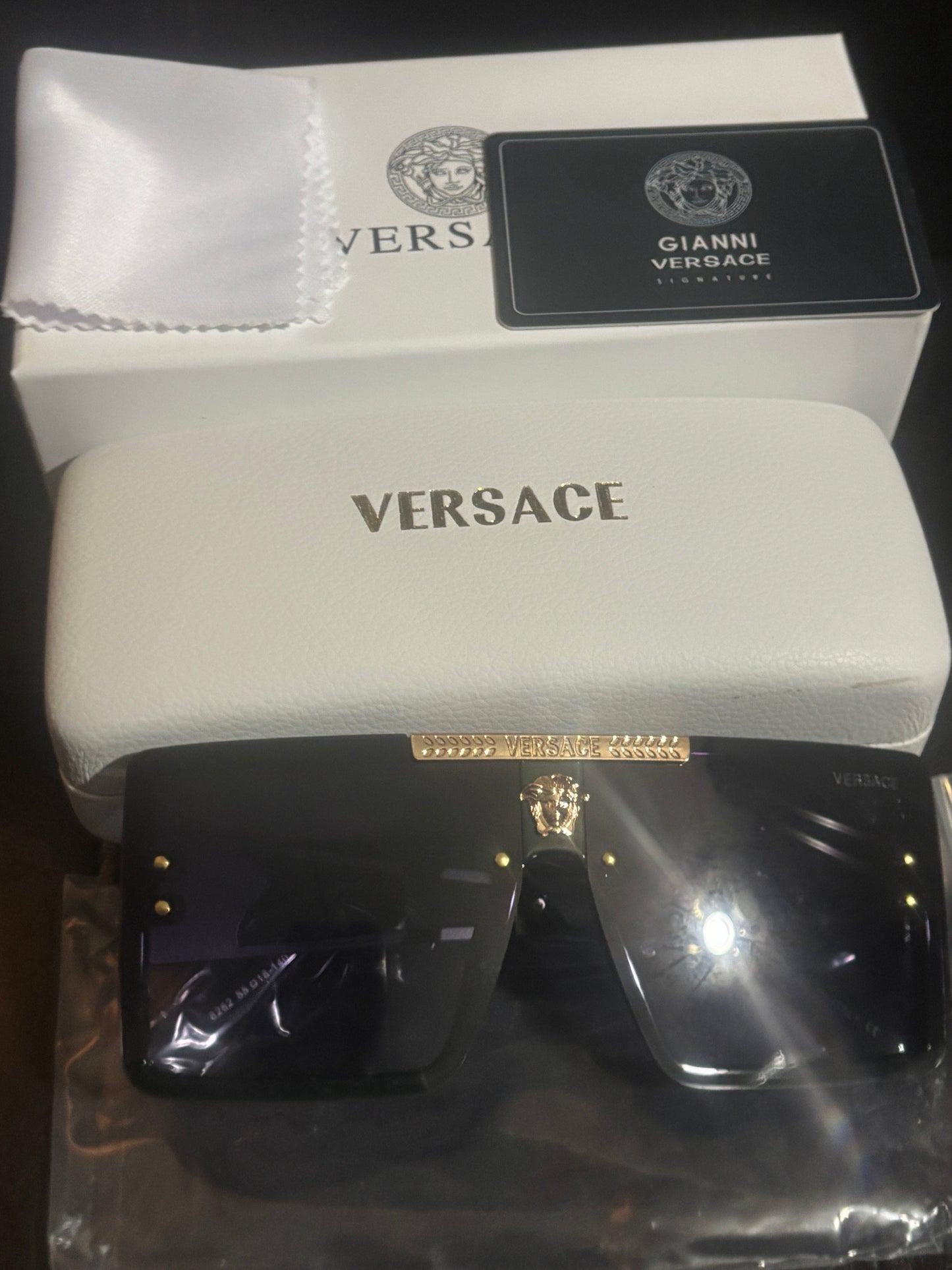 ✨Luxury Inspired Versace Shield Sunglasses | Gold Medusa Emblem 🖤👑✨ #0335