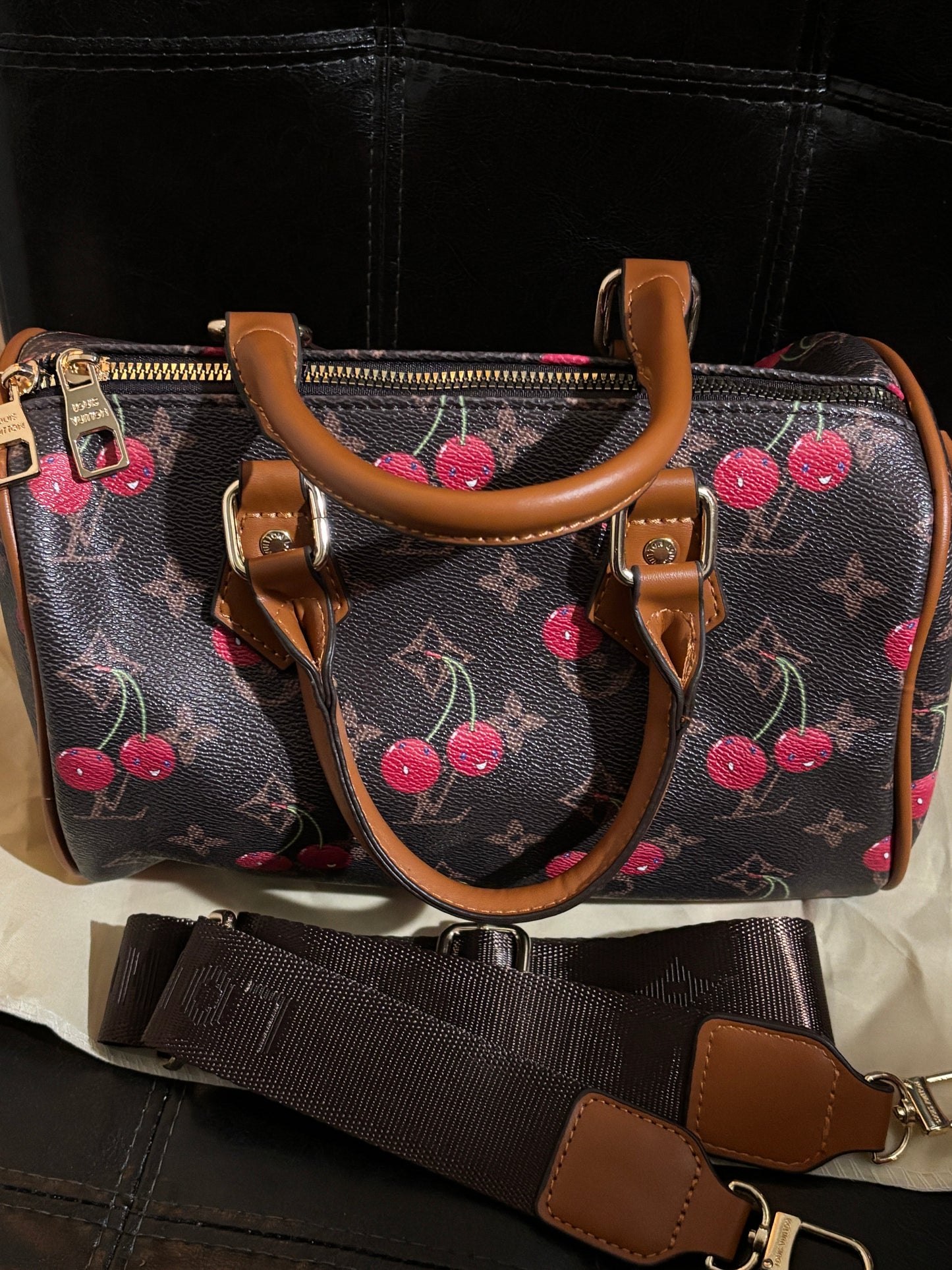 Luxury Inspired LV Cherry Monogram Speedy Bag | Brown Monogram & Pink Cherries 🍒🪩✨ #0312