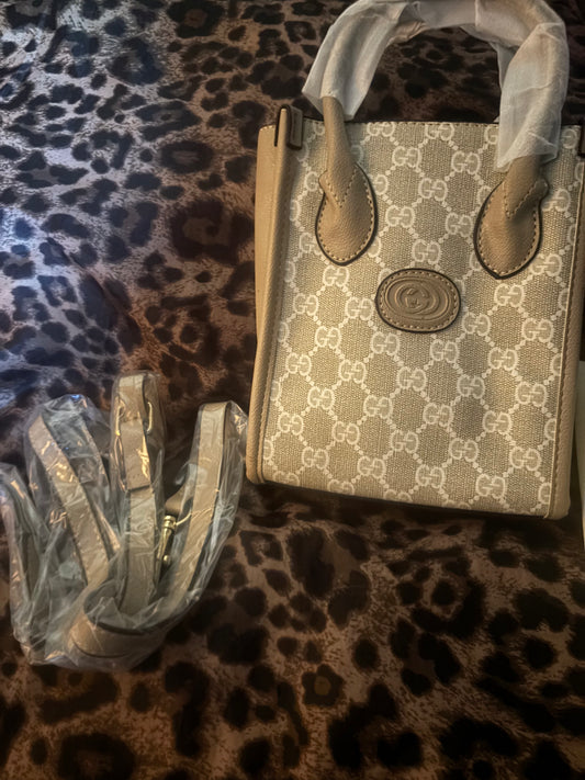 💸 Beige Monogram Mini Structured Tote Bag ✨