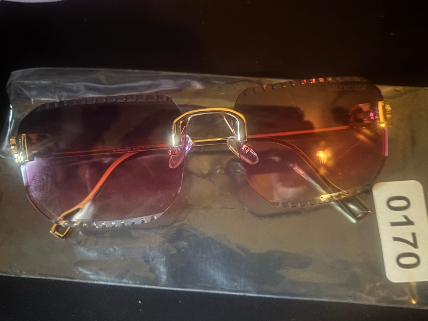 Luxury Rimless Square Sunglasses Y2K Diamond Cut — Items #0180 & #0170