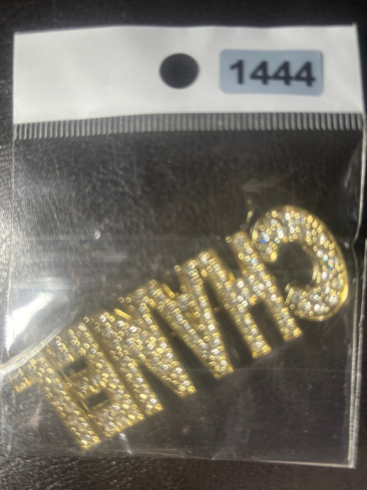 ✨Luxury Iced-Out Crystal Logo Brooch Pin Gold — Item #1444💎