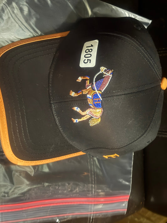 ✨ Equestrian Embroidered Baseball Cap in Black & Honey — Item #1805
