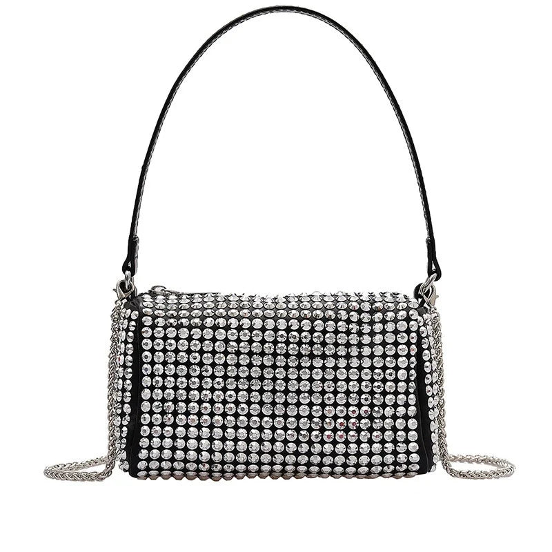 ✨New Arrival Trendy Rhinestone Small Square Bag | Full Diamond Underarm Bag & Diamond-Embedded Women's Shoulder Crossbody Small Handbag🎀