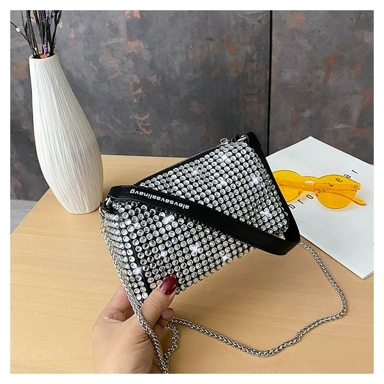 ✨New Arrival Trendy Rhinestone Small Square Bag | Full Diamond Underarm Bag & Diamond-Embedded Women's Shoulder Crossbody Small Handbag🎀