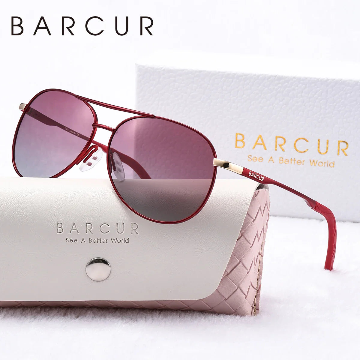 BARCUR Women's Polarized Sunglasses 🕶️✨ UV400 Blue Gradient Mirror Lenses Metal Frame