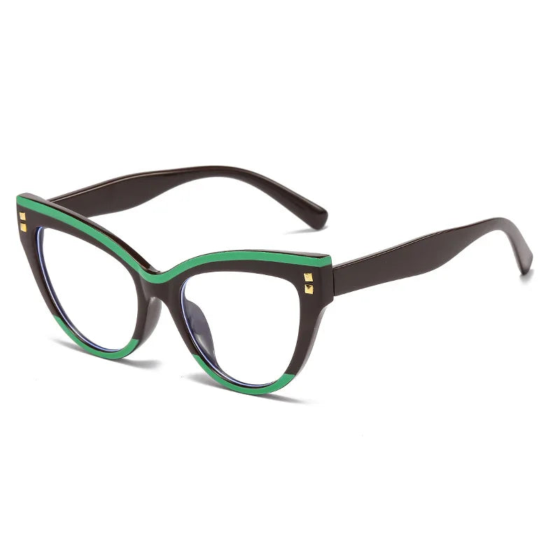 ✨Anti Blue Light Optical Cat Eye Glasses Women Vintage Brand Designer Myopia Prescription Sexy Ladies Rivet Eye Glasses Frame