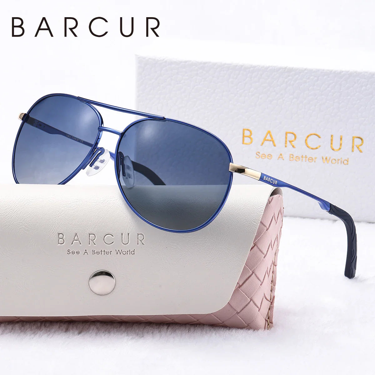 BARCUR Women's Polarized Sunglasses 🕶️✨ UV400 Blue Gradient Mirror Lenses Metal Frame