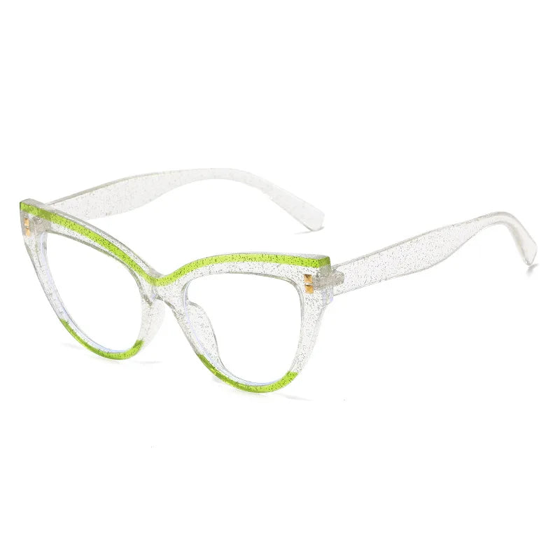 ✨Anti Blue Light Optical Cat Eye Glasses Women Vintage Brand Designer Myopia Prescription Sexy Ladies Rivet Eye Glasses Frame