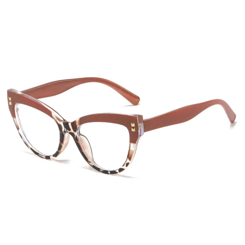 ✨Anti Blue Light Optical Cat Eye Glasses Women Vintage Brand Designer Myopia Prescription Sexy Ladies Rivet Eye Glasses Frame