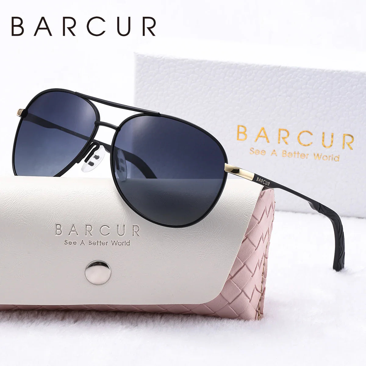 BARCUR Women's Polarized Sunglasses 🕶️✨ UV400 Blue Gradient Mirror Lenses Metal Frame