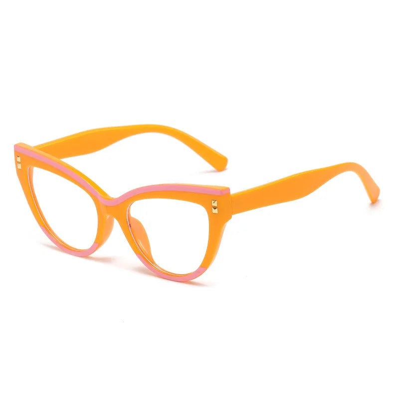✨Anti Blue Light Optical Cat Eye Glasses Women Vintage Brand Designer Myopia Prescription Sexy Ladies Rivet Eye Glasses Frame