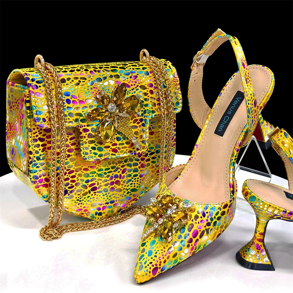 Italian Shoes & Matching Bag Set 👠💜✨ Peep Toe Platform Heels — ED1990